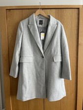 *MARK* Primark Women's Grey Coat Jacket Size 14 Mid Length New With Tag