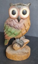 Vintage Hand Carved Wooden Owl
