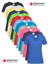 Stedman Womens Ladies Fit Cotton Short Sleeve V-Neck Vee Neck Tee T-Shirt XS-XXL