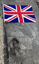 GIRL GUIDES UNION JACK Parade MARCHING FLAG Pole Antique Stitched Brass Topper