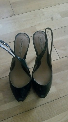 Zara used olive green patent - used,