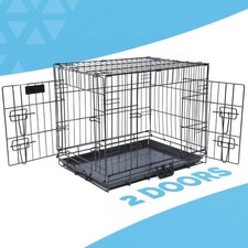 24 Inch Dog Cage Crate – Heavy Duty Black Metal Folding Crate