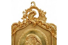 Pair Large Trumeau French Mirror-Arched top+Classical portrait medallion panels