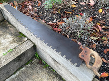 Vintage Large 47 Inch 2 Man Tree Saw Lumberjack Logging Saw Wall Art Farm Tool