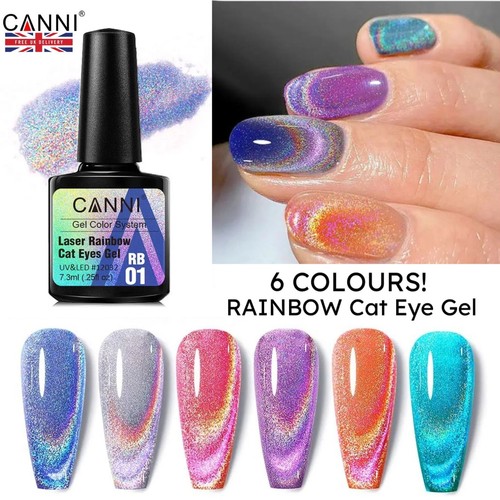 Laser rainbow cat eye nail - laser,
