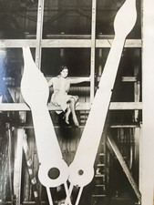 GIANT  BIG BEN TYPE CLOCK  LONDON  1933 WITH GIRL MODEL FOR  SCALE !  PHOTORAPH