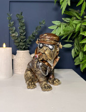 Dapper Smoking Bulldog Bust Ornament Sculpture | Vintage Home Accessories