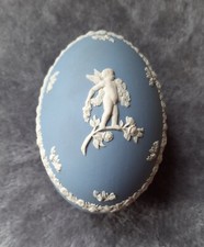 Wedgwood Jasperware Light Blue Large Egg Cherub Trinket Box