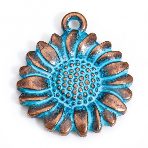 Flower charms antique - charms, copper