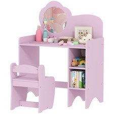 AIYAPLAY Kids Dressing Table with Mirror, Stool, Vanity Table, Purple