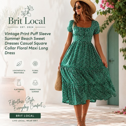 Women floral boho midi - midi, dress