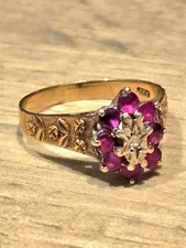 9ct Gold Ring Ruby and Diamond