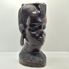 Large African Carved Wood Bust