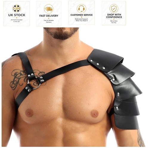 Retro black leather viking - black, pu