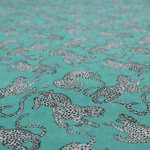 Blue leopard upholstery fabric - blue,