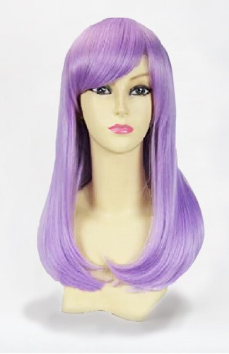 Realistic wigs hair long - long, lilac