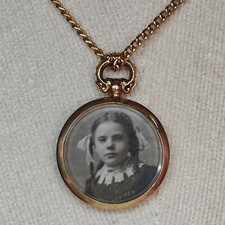 9ct Gold Edwardian Pendant Photo Locket 9k Chain Antique Charm Stacking Necklace