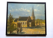 Vintage Oil Painting, Waipawa Church, Hawke's Bay, New Zealand North Island 1953