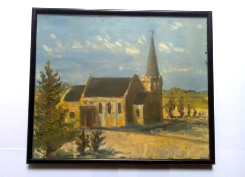 Vintage oil painting waipawa - painting,,