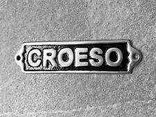 CROESO Welsh Welcome Sign Cast Aluminium Wall or Door  Mount Plaque Large 20cm