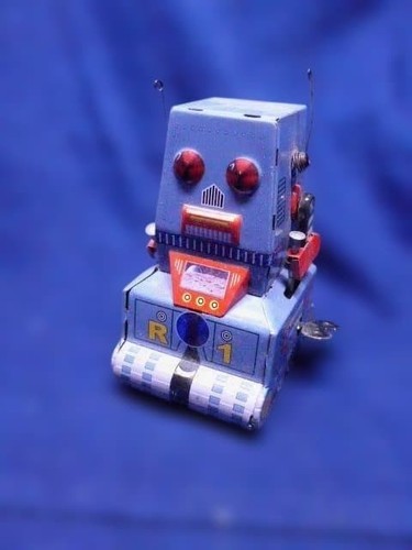 Tin toy robot wind blue - r1,