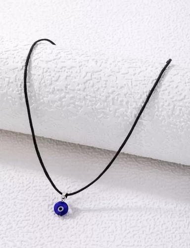 Black adjustable cord necklace - black,