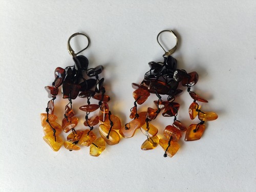Baltic amber drop earrings - amber,