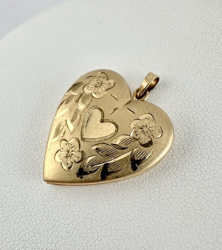 Vtg antique heart locket 14k - heart,