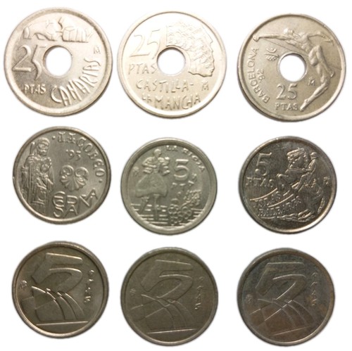 Spain 5 pesetas coins - 25,