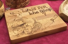 Large TG Chopping Board - L 14 3/4” W 12” D 1  1/2” - Custom Handmade Pyrography