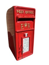 Post Box Red ER Wall Royal Mail Mailbox Cast Iron Heavy Front steel backs letter
