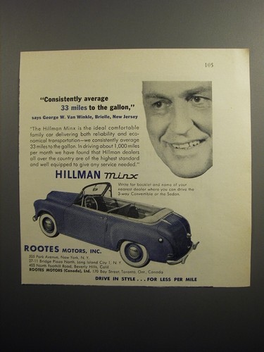 1951 hillman minx - minx, ad