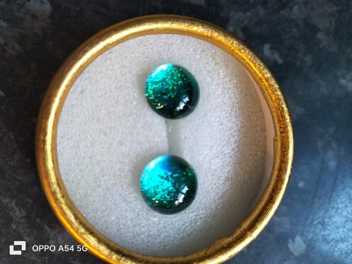 Dichroic glass studs handmade - dichroic,