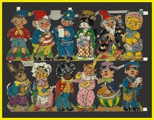 1503-P6-Original Vintage-1961-12 Die Cuts-Noddy Characters-Big Ears -Postman Pat