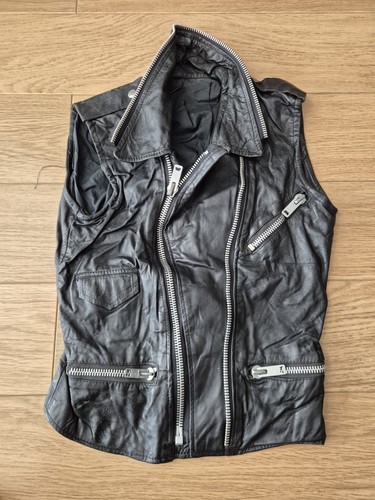Vintage black leather biker - black,