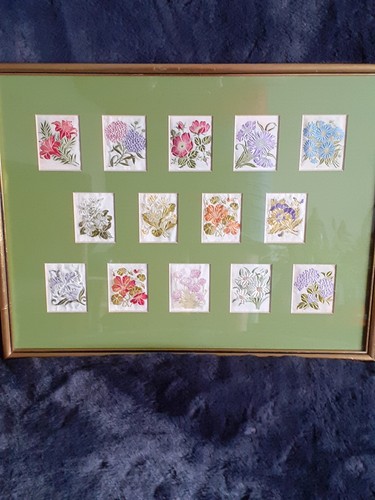 Framed silk flower picture - framed,