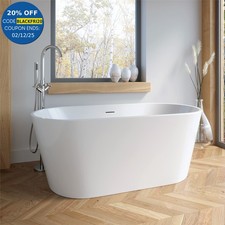 Freestanding Double Ended Bath Luxury Acrylic Bathtub & Waste White 1500x720mm