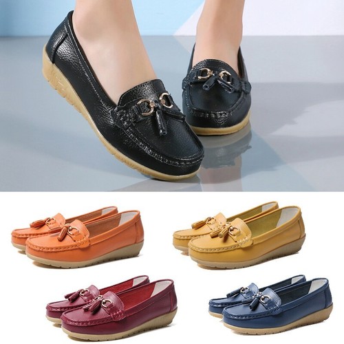 Ladies leather loafer shoe - loafer,