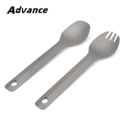 Titanium spork long handle - titanium,