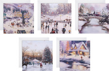 🎄 30 Pack Charity Christmas Cards – Thomas Kinkade Winter Designs Mix 
