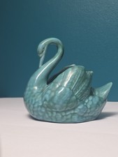 Turquoise glazed ceramic swan