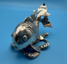 White Metal Koi Fish Miniature Figurine Tests as 925 Silver