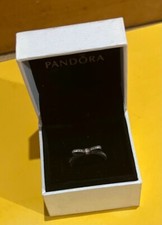 Pandora -Sterling Silver Hallmarked Dimante Ribbon Bow Ring Size 56-Discontinued