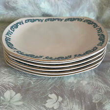 Crown Essex "Capri" Ironstone Blue & White Oval Dinner / Steak Plates. Set of 6