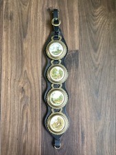 4 x Vintage BB Ceramic Brass Horse Brasses on Leather Martingale