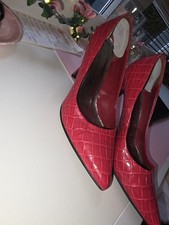 Red Stiletto High Pointy Pointed Heel Shoes Womens Size 4