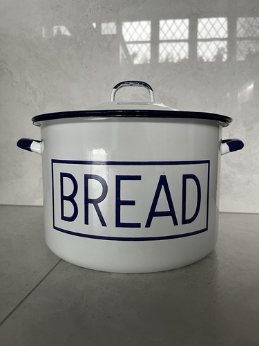 Vintage large enamel bread - enamel,