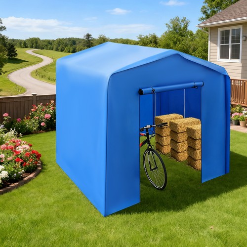 Blue motorcycle storage shed - blue,