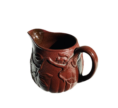 Jug brown majolica creamer art - creamer,