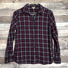 Woolrich Flannel Shirt Womens M Blue/Red Plaid Button Front Long Sleeve
